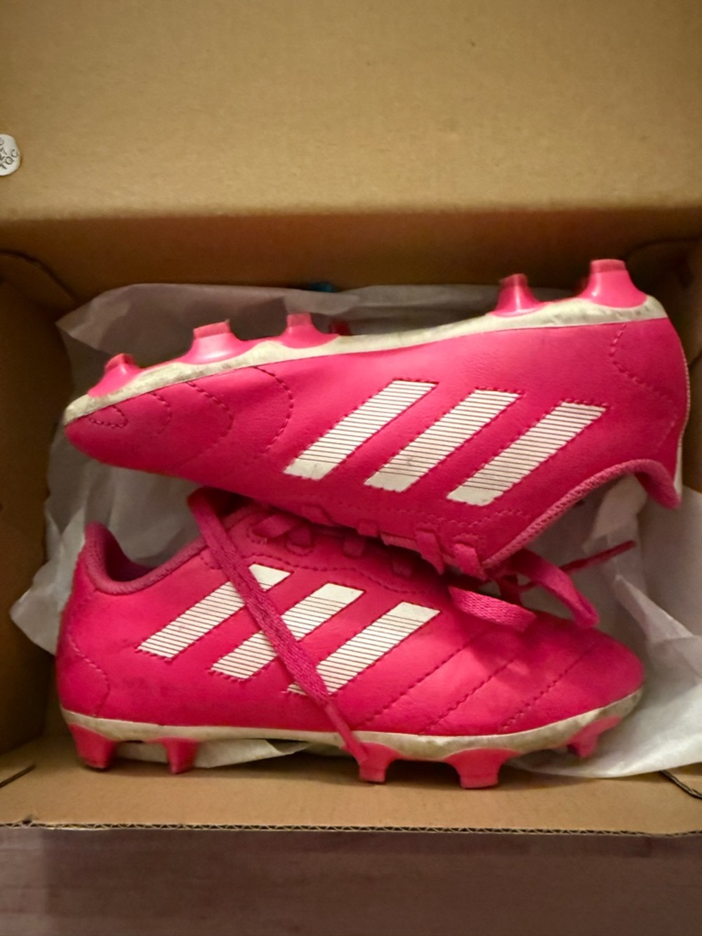 adidas Kids Pink Soccer Cleats and ankle guards
